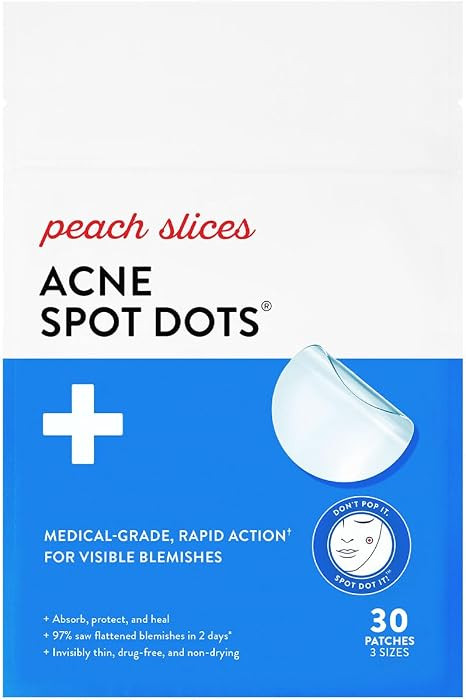 Peach Slices - Acne Spot Dots (30 ct) - Hydrocolloid Pimple Patches for Face - Absorb Gunk, Prote... | Amazon (US)