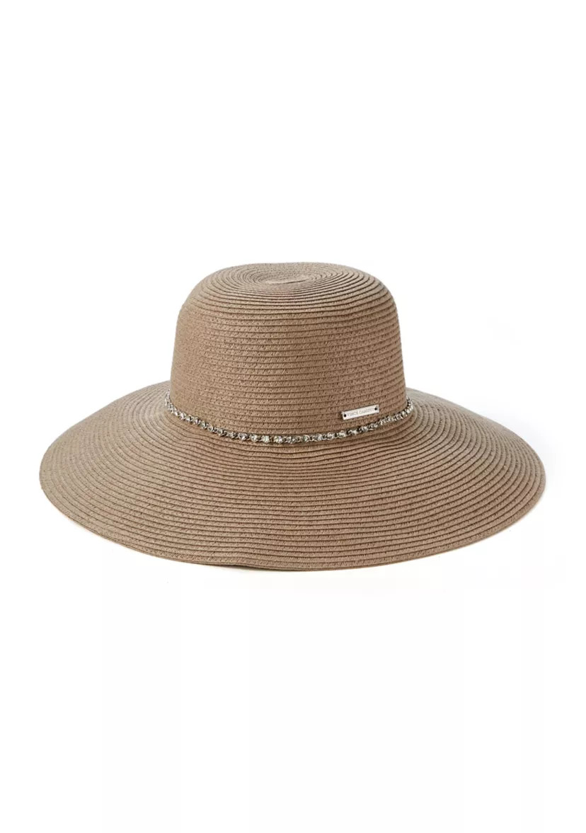 Rhinestone Trim Straw Down Brim Hat | Belk