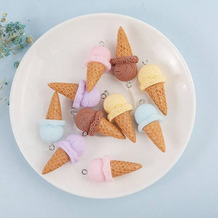 10pcs Summer Fashion Charm Multicolor 3D Three-Dimensional Cartoon Ice Cream Resin Pendant Fashio... | SHEIN