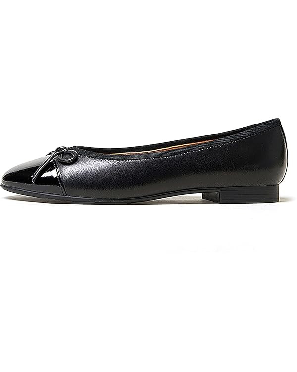 LEMUTISME Women's Classic Round Toe Matte Leather Two-Tone Bow Ballet Flats Comfort Casual Closed... | Amazon (US)