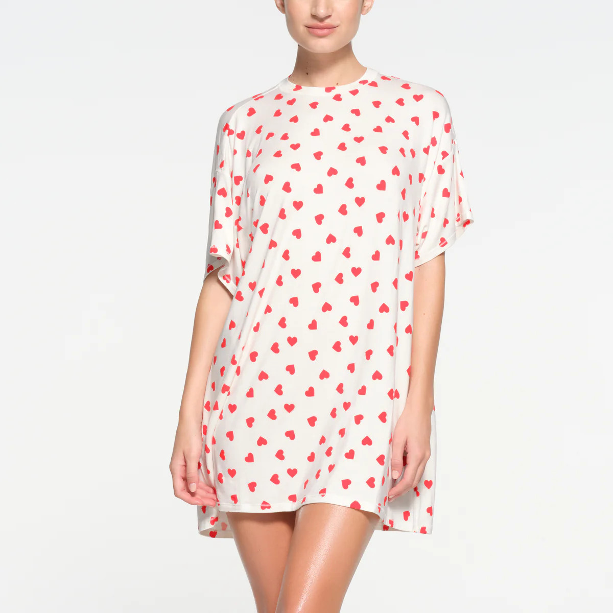 SKIMS SLEEP T-SHIRT MINI DRESS | RUBY AND MARBLE HEART | SKIMS (US)