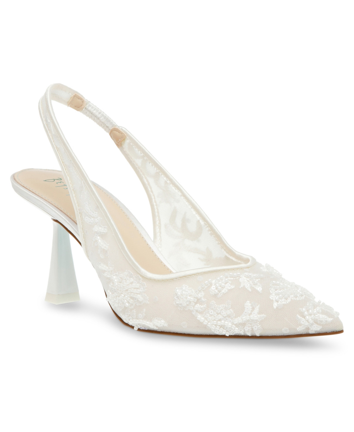 Betsey Johnson Women's Nikki Embroidered Slingback Evening Pumps - Ivory | Macy's