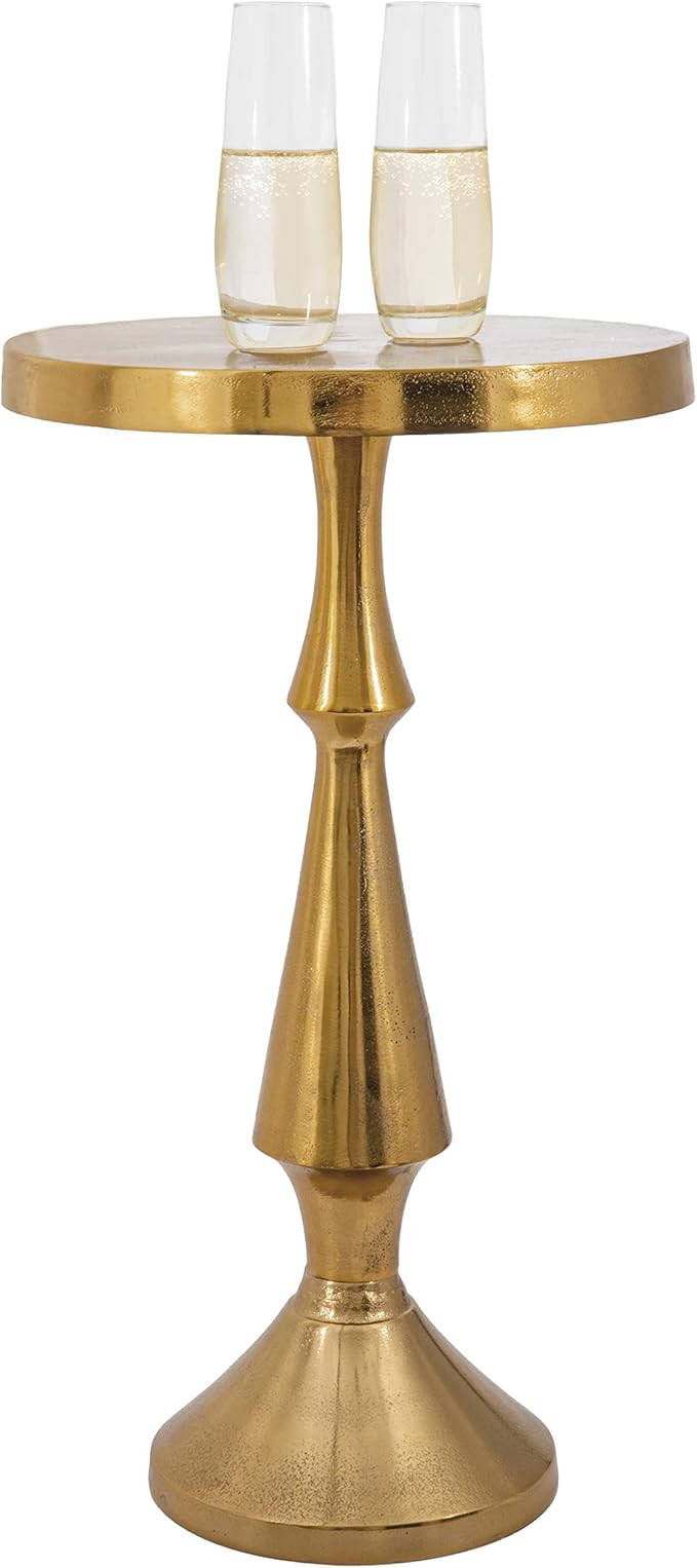 Small Round Gold Side Table by Objet D’Art, Larissa, Accent, End, Pedestal, Martini, Cocktail a... | Amazon (US)