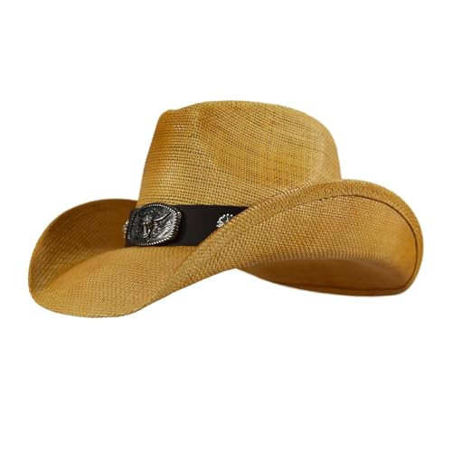 Kalerona Straw Cowboy Hat for Men and Women - Western Style Wide Brim Hat, Perfect for Beach and Cowboy Events - Straw Cowgirl Hat and Cowboy Party Accessory | Amazon (US)