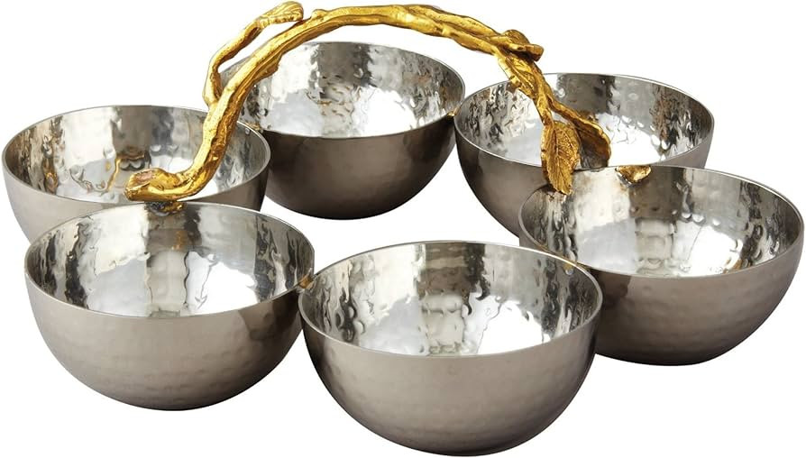 Elegance Golden Vine 6 Bowl Server, 8.75", Silver/Gold | Amazon (US)