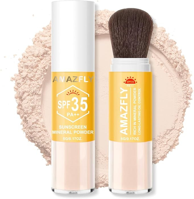 Mineral Sunscreen Setting Powder, SPF 35 Brush Sunscreen Powder for Face & Scalp, Long Lasting Li... | Amazon (US)