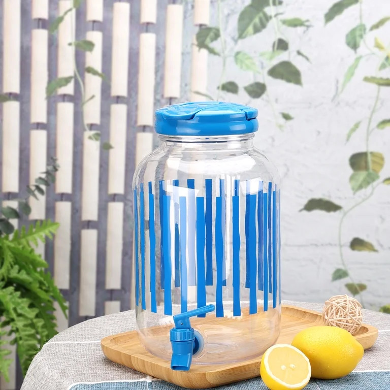 Mainstays 1.2-Gallon Acrylic Stripe Beverage Dispenser, Blue | Walmart (US)
