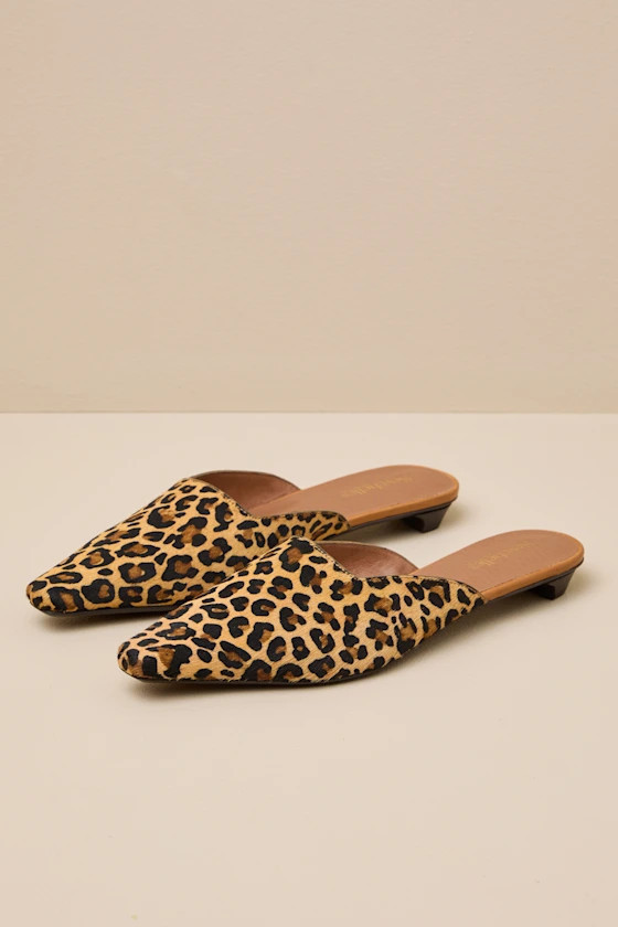 Mocktail Leopard Calf Hair Leather Kitten Heel Mules | Lulus