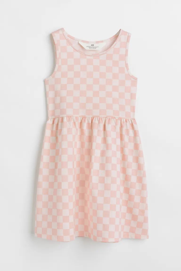 Sleeveless dress in cotton jersey with a printed pattern. Gathered seam at waist and flared skirt... | H&M (US)