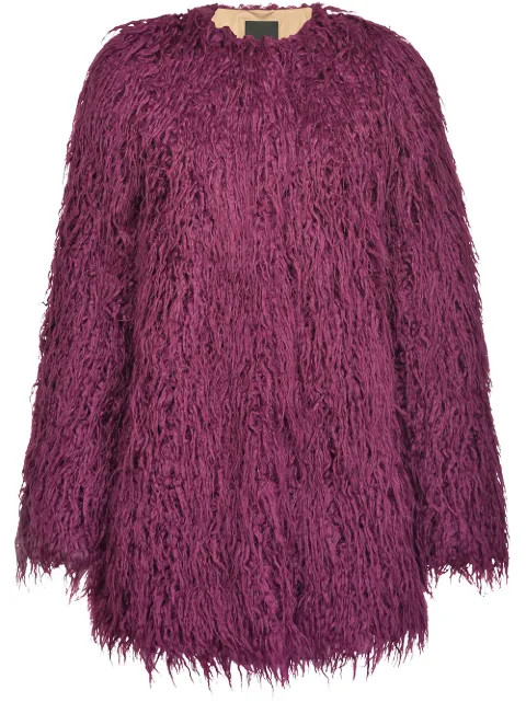 shaggy shearling coat | Farfetch (US)