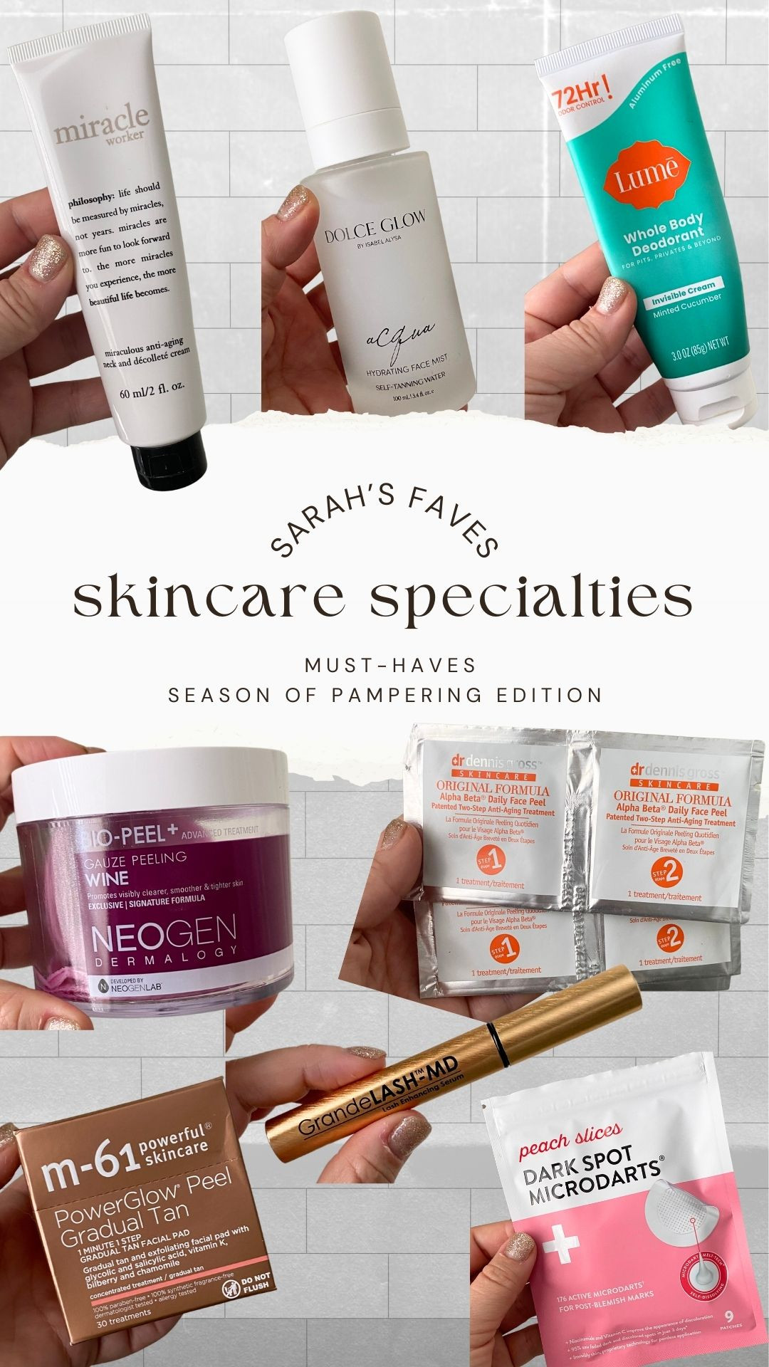 A little mix of some of my favorite skincare specialties that I use for nighttime pampering. ☑️Philosophy has changed up their previous neck & décolleté cream. They launched a NEW resurfacing body serum & a separate face + neck cream- both tagged in this post. Your neck & décolleté areas show signs of aging faster than other areas of your body so don't forget these two when doing your skincare routine. ☑️M-61 pads will maintain your golden glow, while helping your skin turnover faster with glycolic acid. ☑️Lume has always been my go-to for an aluminum free deodorant. I typically only use it after showering before bed. The mint cucumber scent is so fresh & it helps keep up with the "relaxing before bed" vibes 💫

 

#LTKBeauty #LTKCyberWeek #LTKHoliday