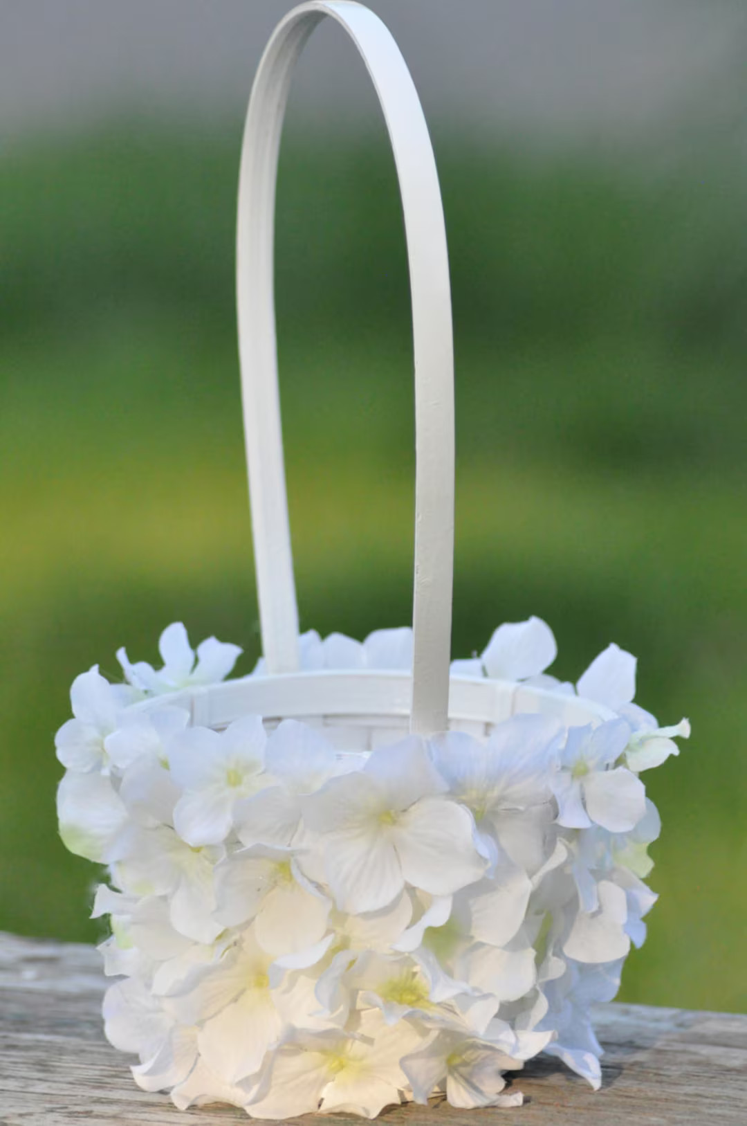 Wedding Flowers, White Hydrangea Flower Girl Basket. - Etsy | Etsy (US)