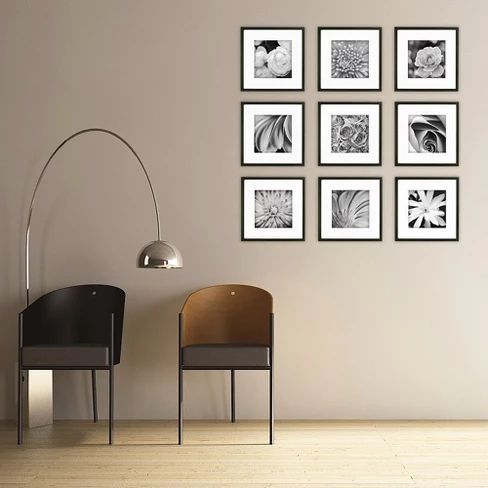 Gallery Perfect 9 Piece Wall Frame Set - Black | Target