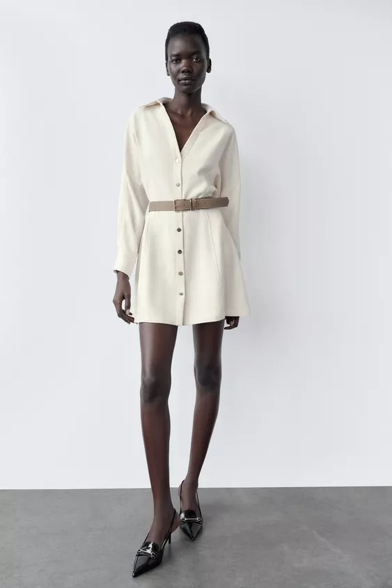 BELTED CREPE MINI DRESS | Zara US
