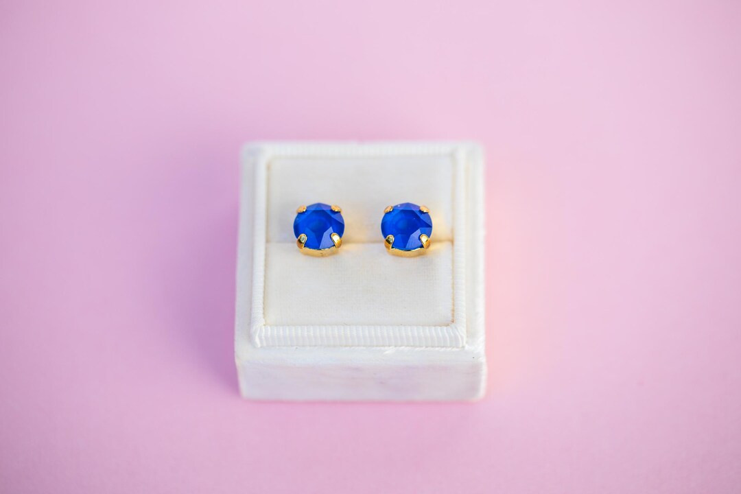 Blue Orchid Shiny Stud or Drop Earrings 8mm - Etsy | Etsy (US)