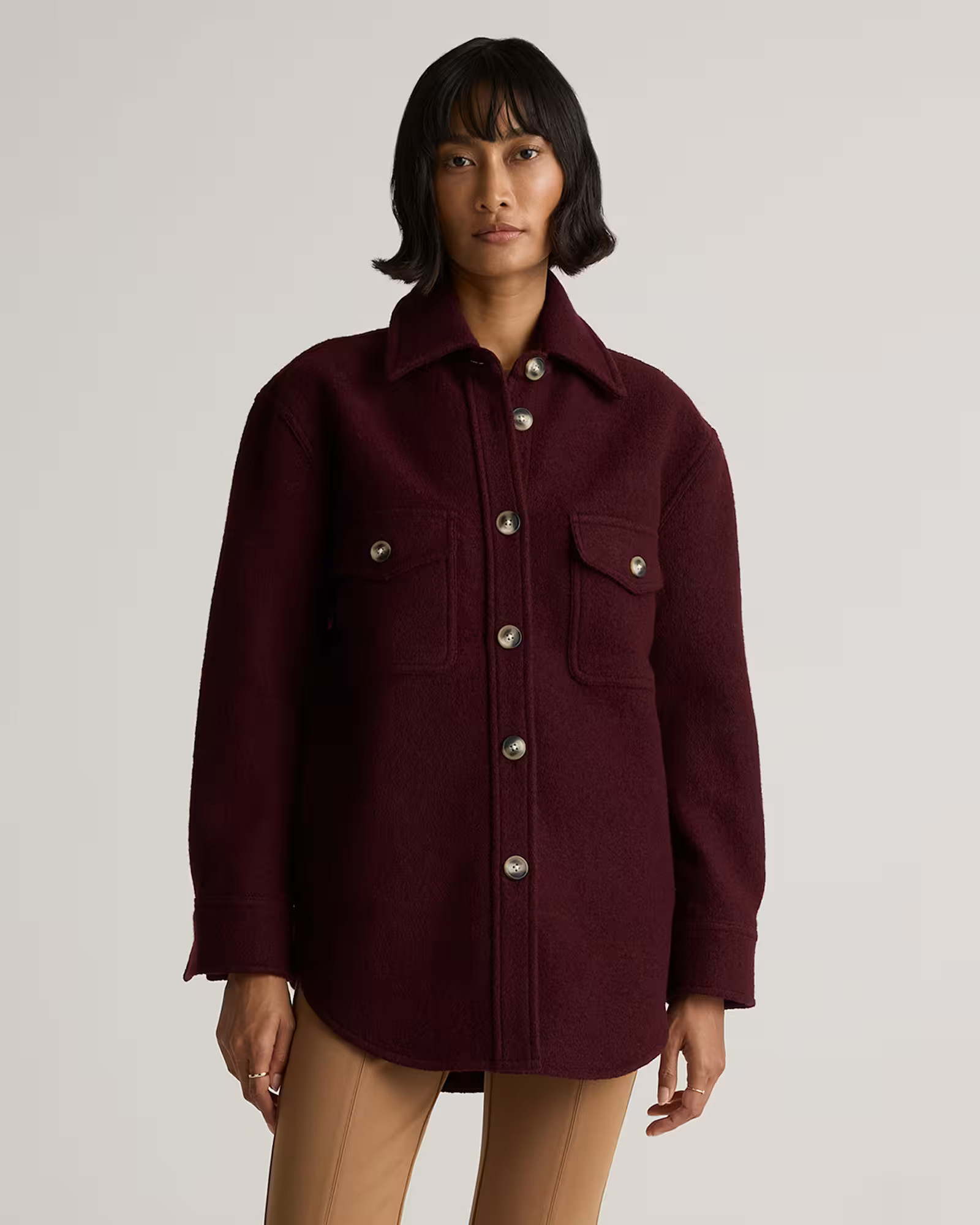 100% Merino Wool Shirt Jacket in Mulled Wine | Quince