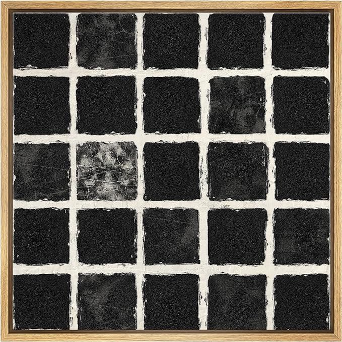 SIGNWIN Framed Canvas Print Wall Art Geometric Black Square Grid Landscape Abstract Shapes Illust... | Amazon (US)