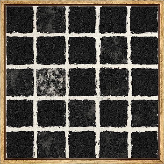 SIGNWIN Framed Canvas Print Wall Art Geometric Black Square Grid Landscape Abstract Shapes Illust... | Amazon (US)