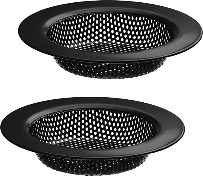 2 Pack - 4.5" Top / 3" Basket - Black Stainless Steel Kitchen Sink Drain Strainer Large Basket Fo... | Amazon (US)