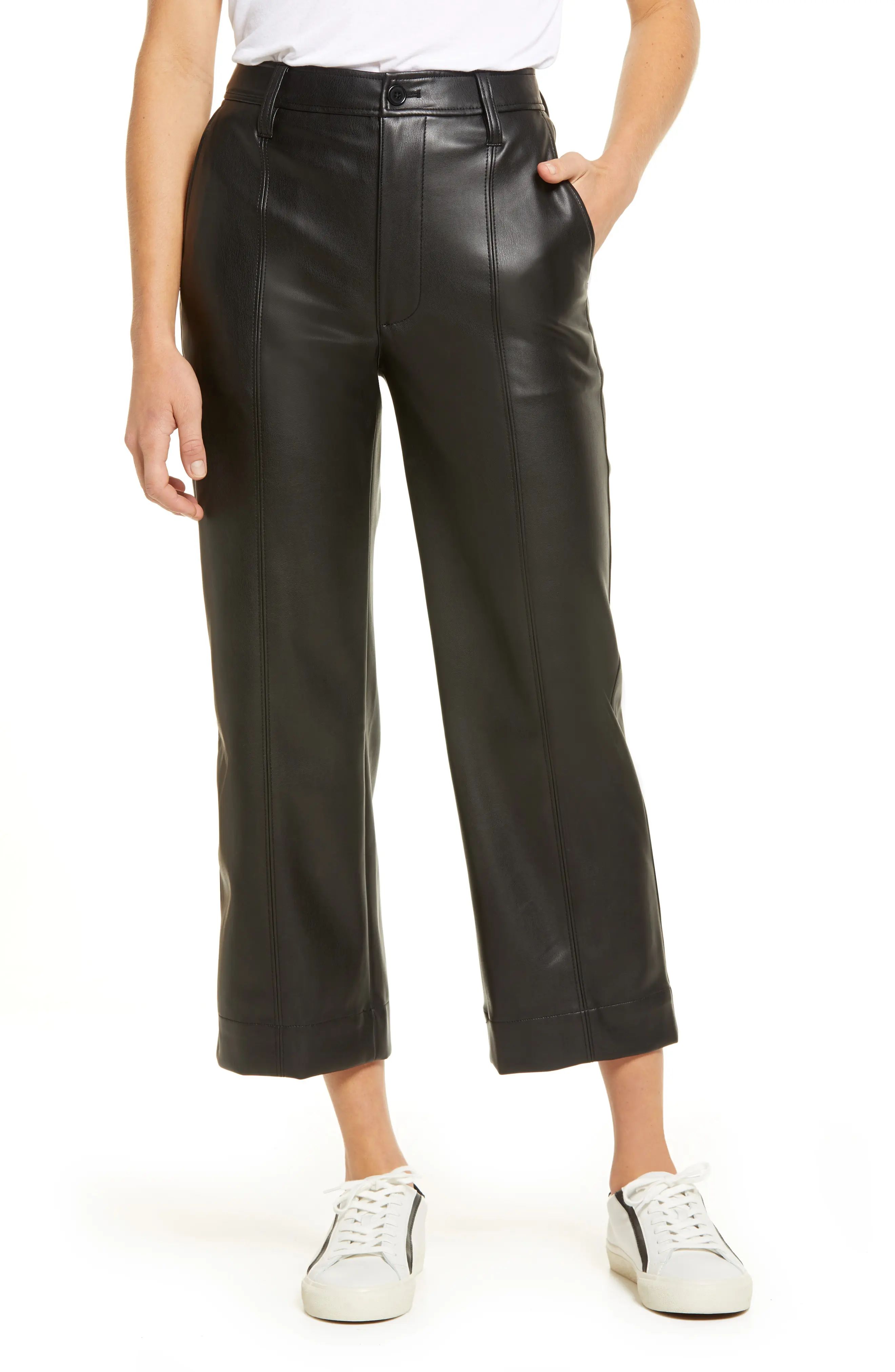 Women's Madewell Slim Emmett Women's Faux Leather Wide Leg Pants | Nordstrom