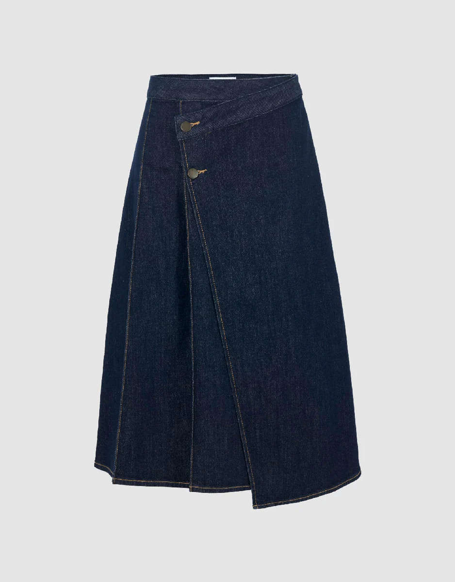 Midi A-Line Denim Skirt | Urban Revivo