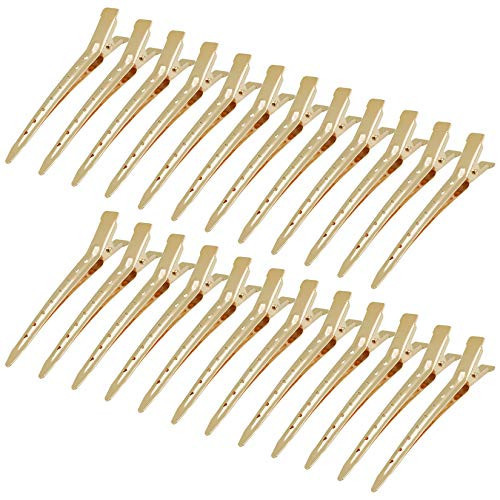 24 Packs Duck Bill Clips, Bantoye 3.35 Inches Rustproof Metal Alligator Curl Clips with Holes for Hair Styling, Hair Coloring, Gold | Amazon (US)