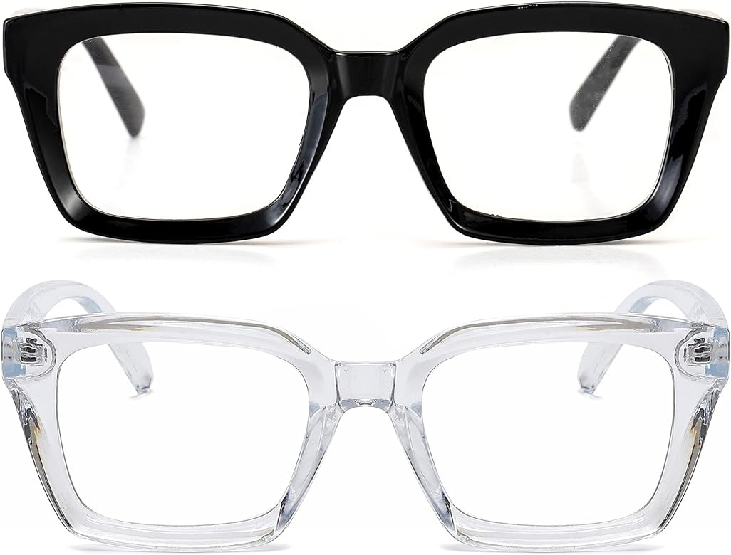 Onrtry Thick Square Frame Glasses for Women Men Non-prescription Clear Lens Eyeglasses | Amazon (US)