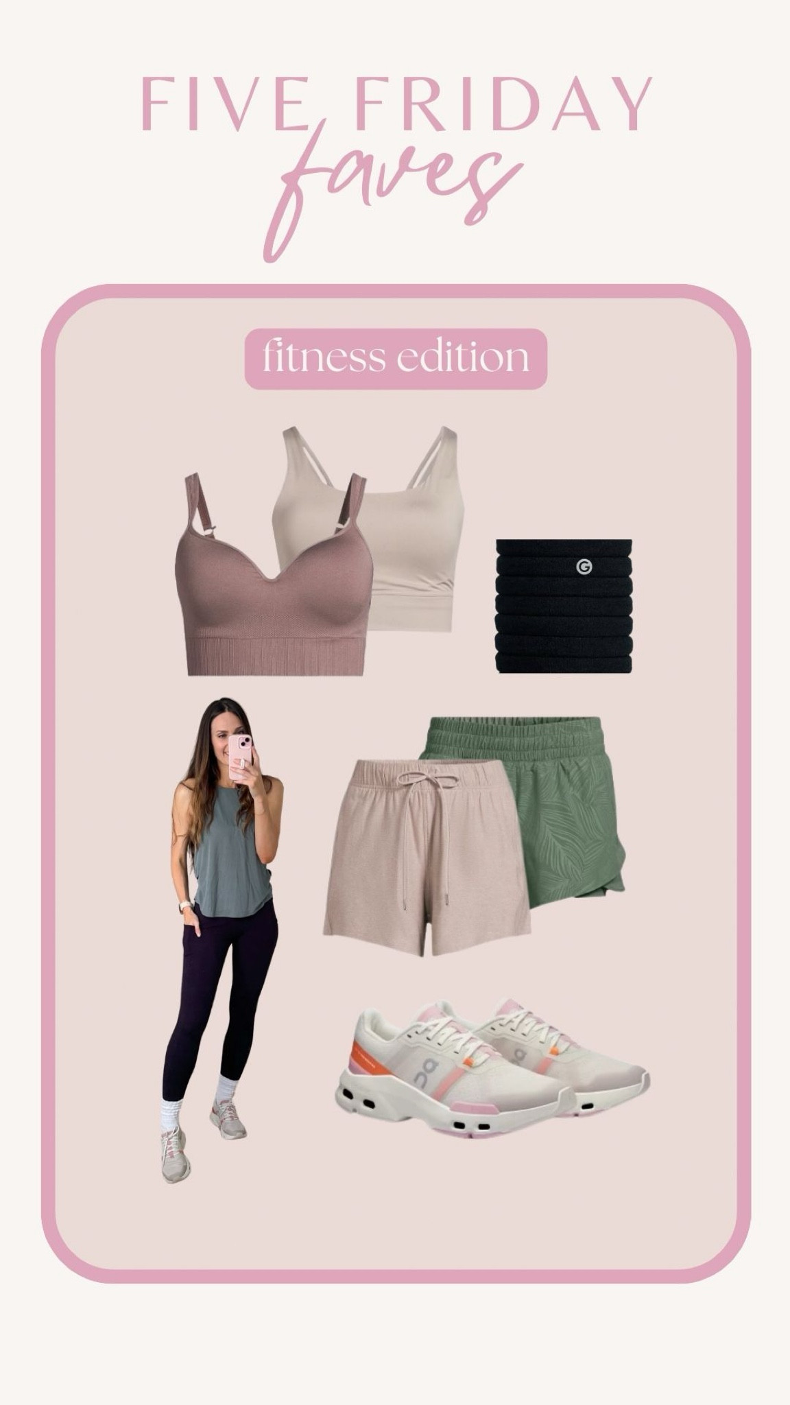 ✨five Friday faves fitness edition✨
• my all time fave running shoes are the Hoka Mach 5 (Mach 6 is the newest edition!) they fit tts for me!
•just got these On sneakers in, they are really comfortable and are great for training & running. They fit tts for me!
• curves n combat boots NKD leggings are my FAVE!! They feel like you aren’t wearing anything, but in the best way! I size up to a M. I can’t link them on ltk.
•both of these sports bras from Walmart are top notch! Like the best Walmart sports bras I’ve ever had! I got a small. 
•hands down my fave hair ties! They don’t leave creases and stay in your hair!


#walmartfinds #walmartfitness #walmart @walmart

#LTKActive #LTKShoeCrush #LTKFitness
