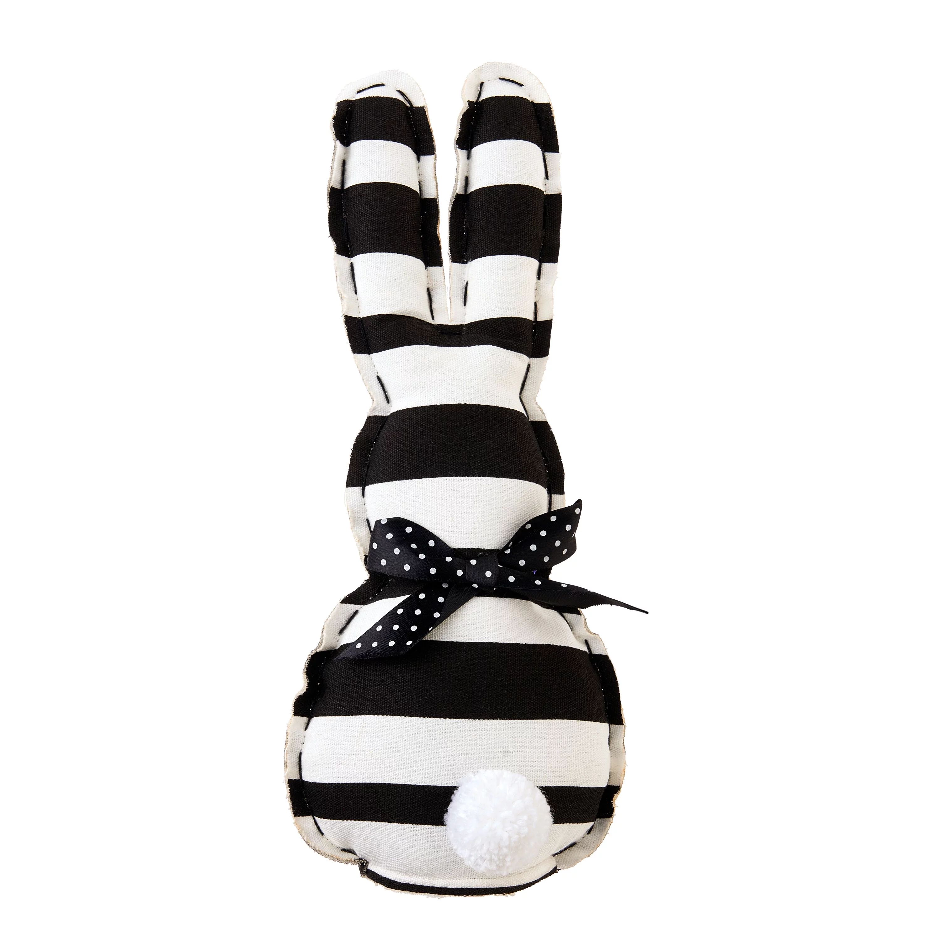 Way To Celebrate Easter Striped Fabric Bunny Tabletop Decoration, Black/White, 11.5" | Walmart (US)