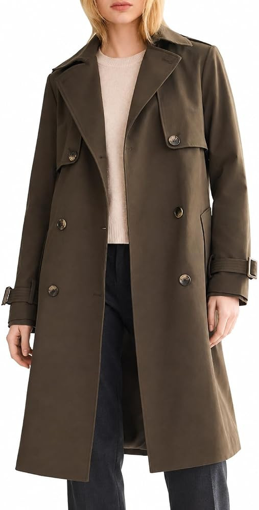 Orolay Women's 3/4 Length Double Breasted Trench Coat Lapel Jacket with Belt | Amazon (US)