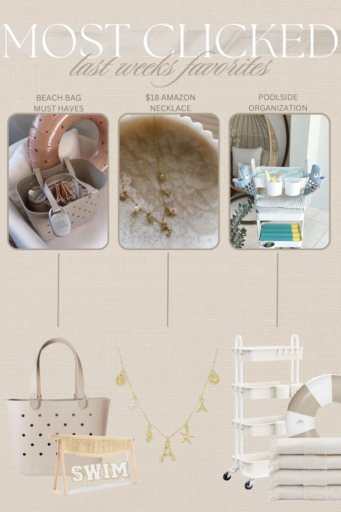 Most clicked last week 🤎

#mostclicked #bestsellers #poolday #poolmusthaves #amazonfinds #amazonmusthaves #beachday #beachbag #summermusthaves #float #boggbag #beachfinds 

#LTKSeasonal #LTKTravel #LTKFindsUnder100