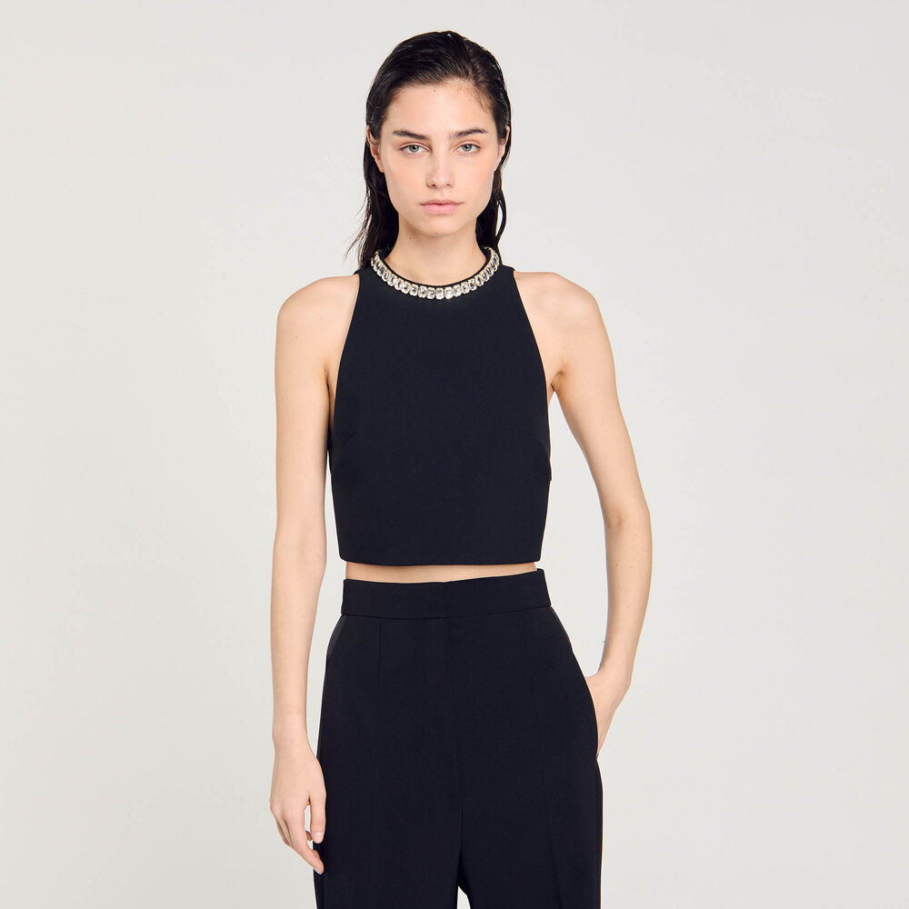 Rhinestone crop top | Sandro US | Sandro-Paris US