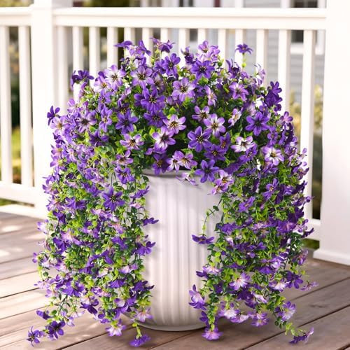 Artificial Hanging Flowers for Outdoors, 2 Pcs Fake Hanging Flowers Spring Summer Decor, UV Resis... | Amazon (US)