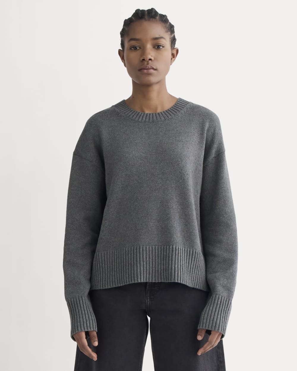 The Boxy Sweater in Everyday Cotton | Heathered Charcoal | Everlane