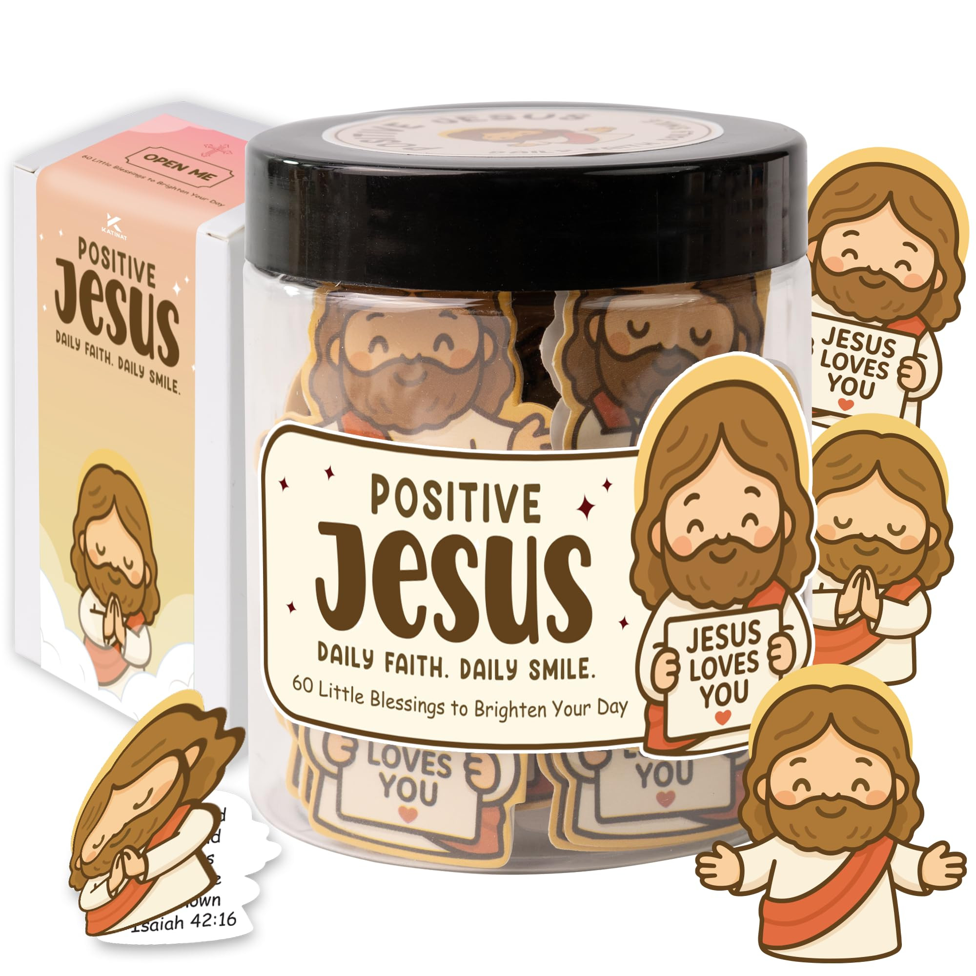 Tarro de Apoyo Emocional de Jesús – 60 Tarjetas de Doble Cara, Aliento Diario y Escrituras, Mi... | Amazon (US)