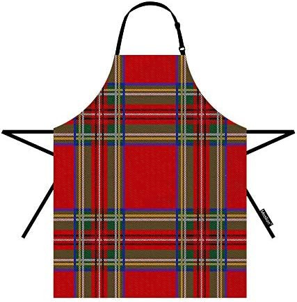 Moslion Plaid Apron 31x27 Inch Vintage Christmas Red Green Gingham Checkered Buffalo Check Kitchen C | Amazon (US)