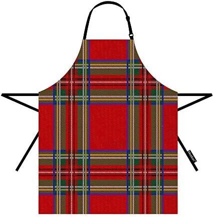 Moslion Plaid Apron 31x27 Inch Vintage Christmas Red Green Gingham Checkered Buffalo Check Kitchen C | Amazon (US)
