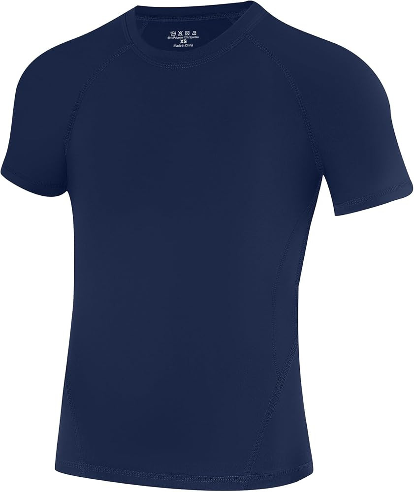 Runhit Boys Compression Shirt Short Sleeve Youth Football Basketball Undershirt Kids Athletic Qui... | Amazon (US)