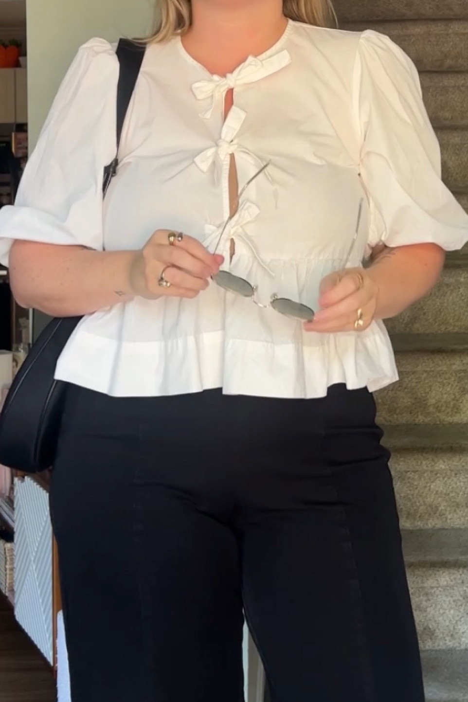 tie front peplum top, ganni dupe top, midsize style, summer outfits, workwear, affordable finds 

#LTKFindsUnder50 #LTKMidsize #LTKStyleTip