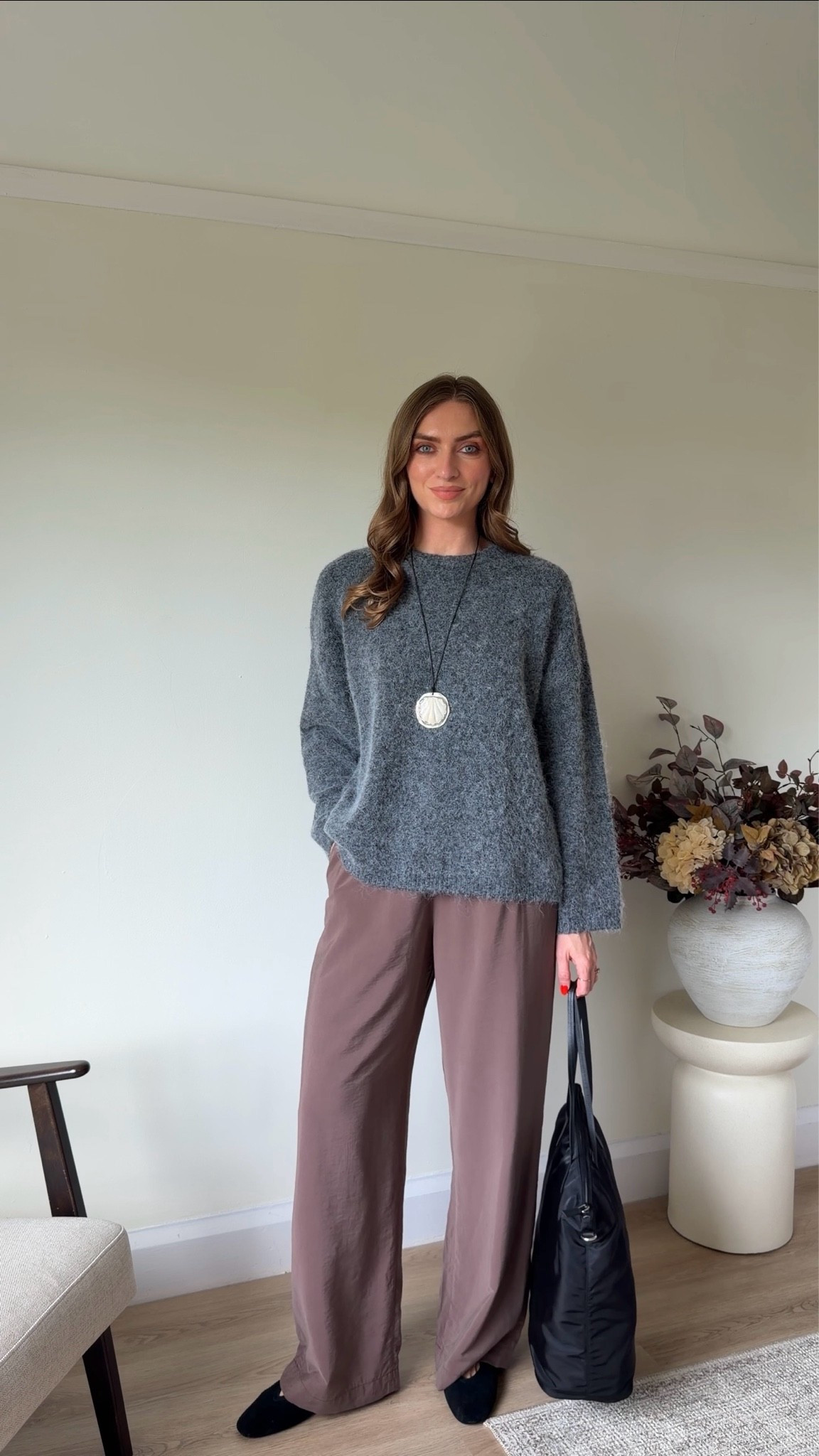 Brown trouser outfits for early autumn 
For anything from Abercrombie, use my code: AFEMILY for an extra 15% off on top! Ends midnight 21.09.26

Matalan grey jumper, not online yet so I’ve added similar 
Small Long in the Abercrombie brown trousers - I’m 5 ft 6
M&S black suede ballet flats 
Massimo Dutti pendant necklace, sold out so I’ve added similar
Black tote bag, Prada from Bicester so I can’t link but I’ve added similar