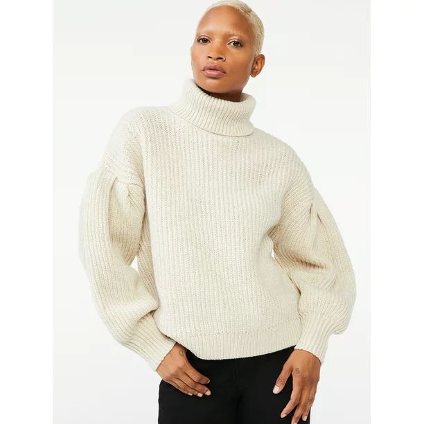 Free Assembly Women's Cowl Neck Sweater with Pleated Shoulders | Walmart (US)