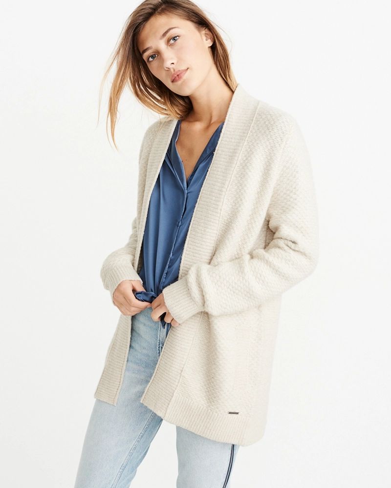 Textured Puff Sleeve Cardigan | Abercrombie & Fitch US & UK