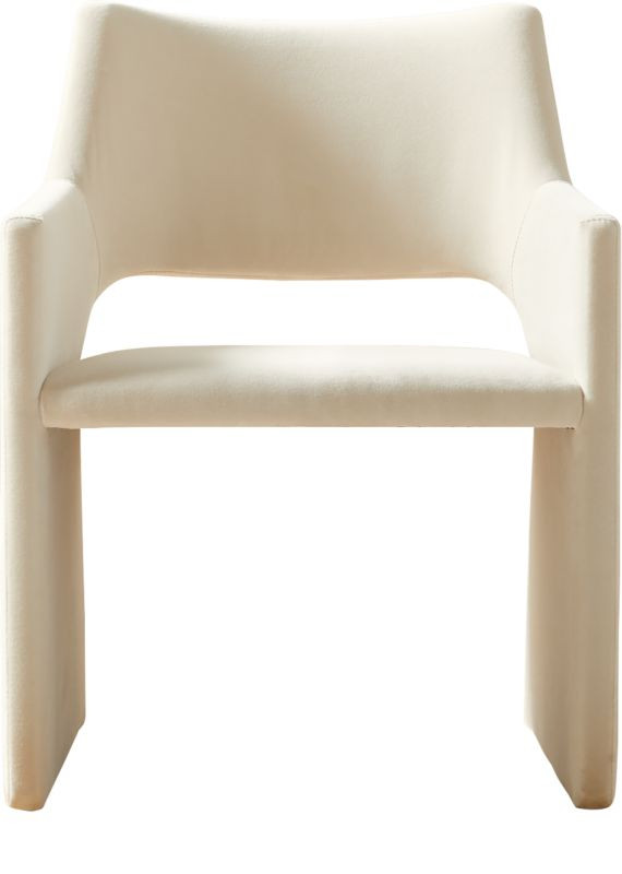Foley Snow White Performance Velvet Dining Armchairs Set Of 4 + Reviews | CB2 | CB2