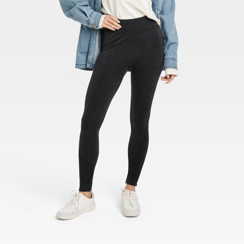 Women's High Waisted Ribbed Contrast Seamless Leggings - Universal Thread™ | Target