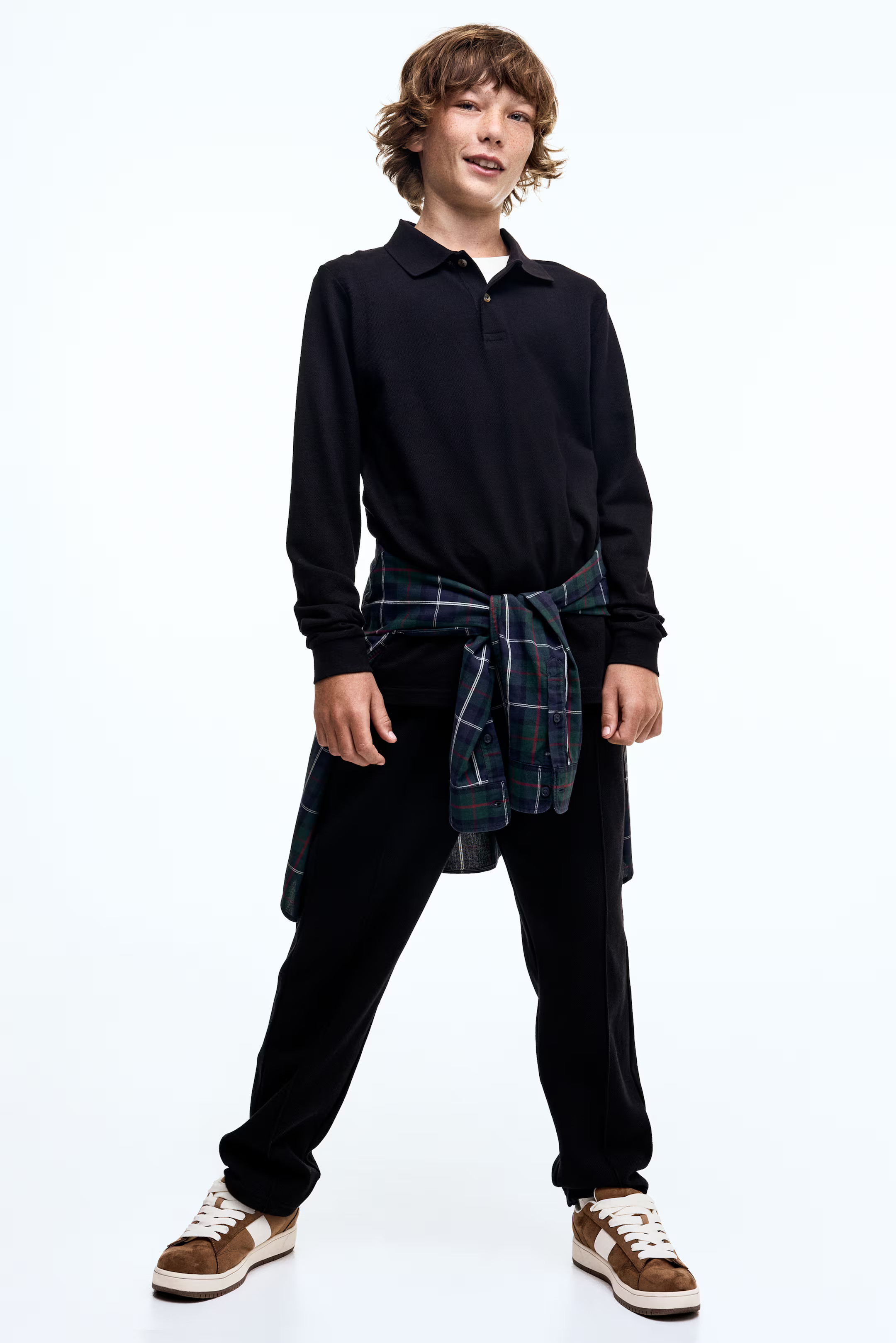 Black Tapered Piqué Pants for kids | H&M CA | H&M (US + CA)