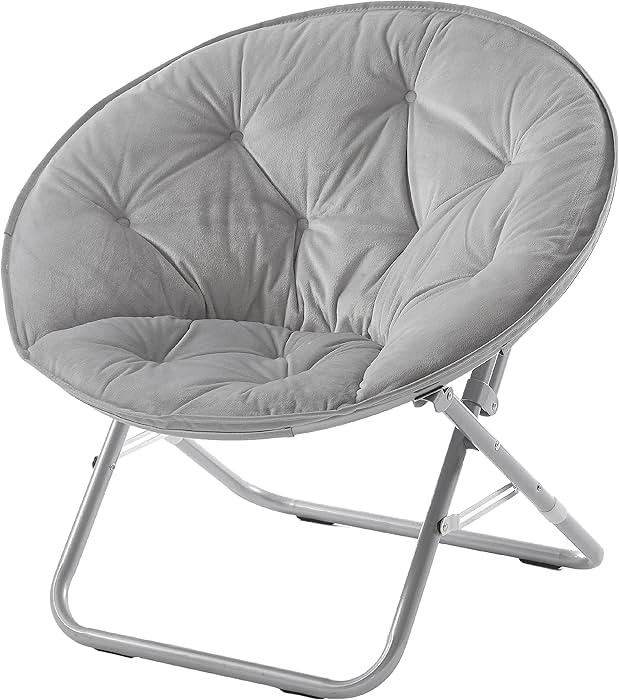Urban Lifestyle Micromink Foldable Saucer Chair, Grey | Amazon (US)
