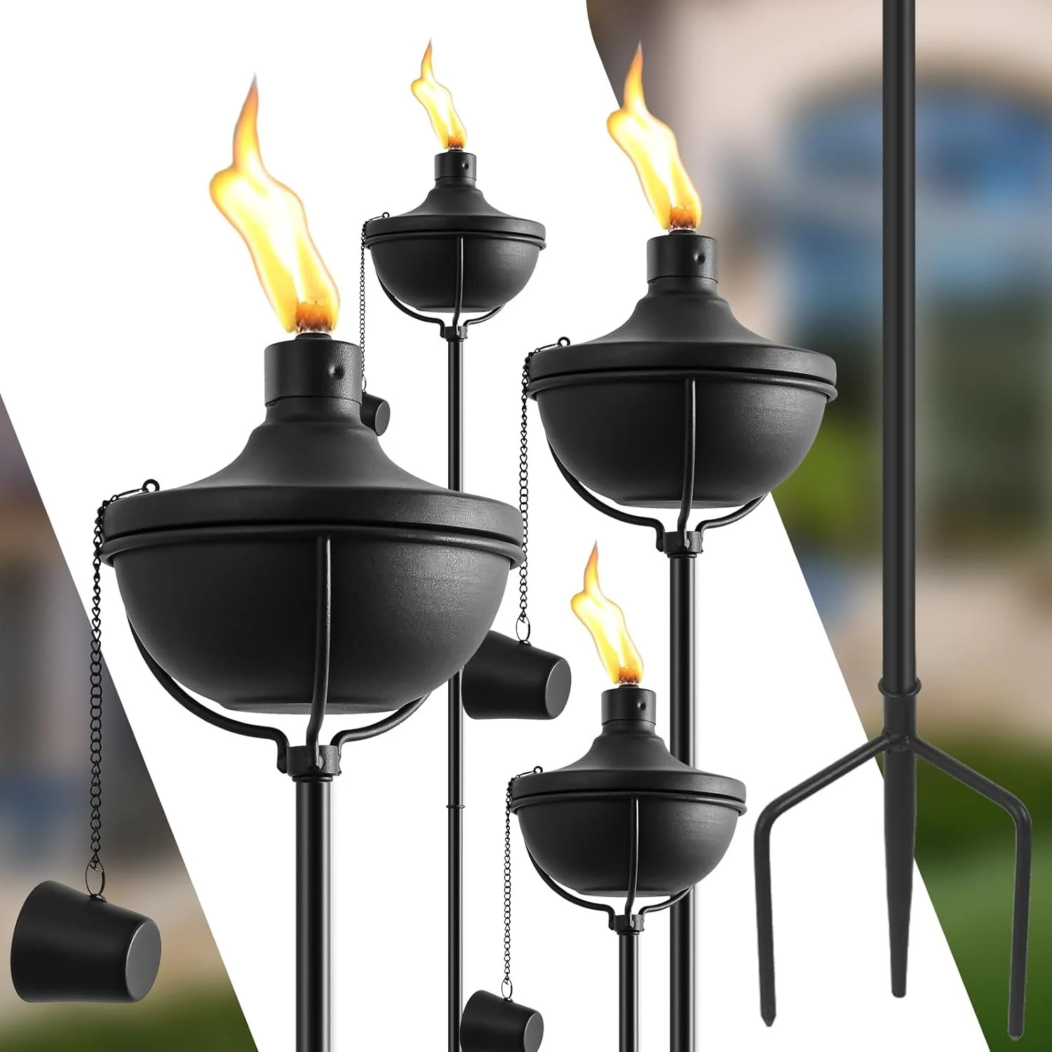 4 Pack Home Garden Torch, Large Capacity 23.5oz Outdoor Metal Torch Garden D\u00e9cor,55-Inch Upg... | Walmart (US)