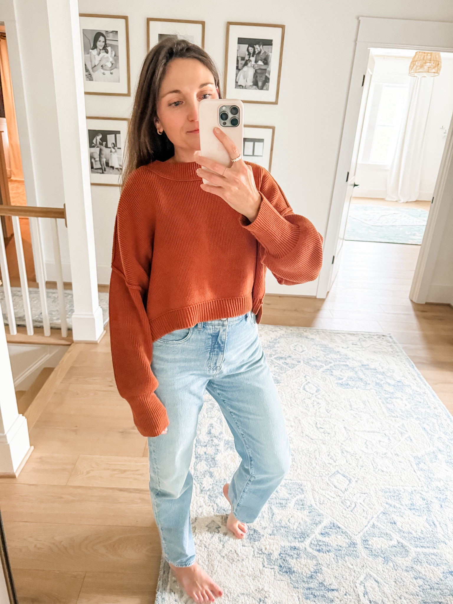Fall vibes work from
Home outfit. The 90s straight jeans from Madewell are so comfy and I looove this pullover from Free People. I have it in 3 colors now. 🙈 Wearing a small. 

#LTKSeasonal
