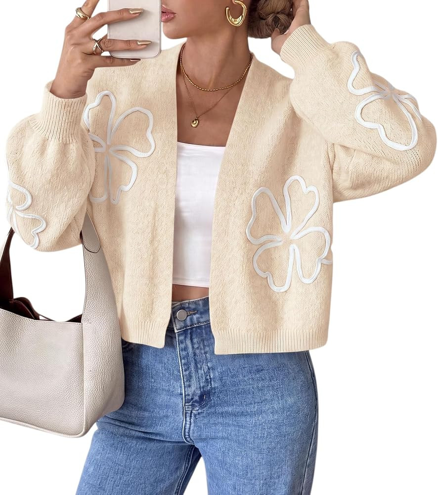 PRETTYGARDEN Women's Floral Oversized Cardigan Sweaters Trendy Fall Outfits | Amazon (US)