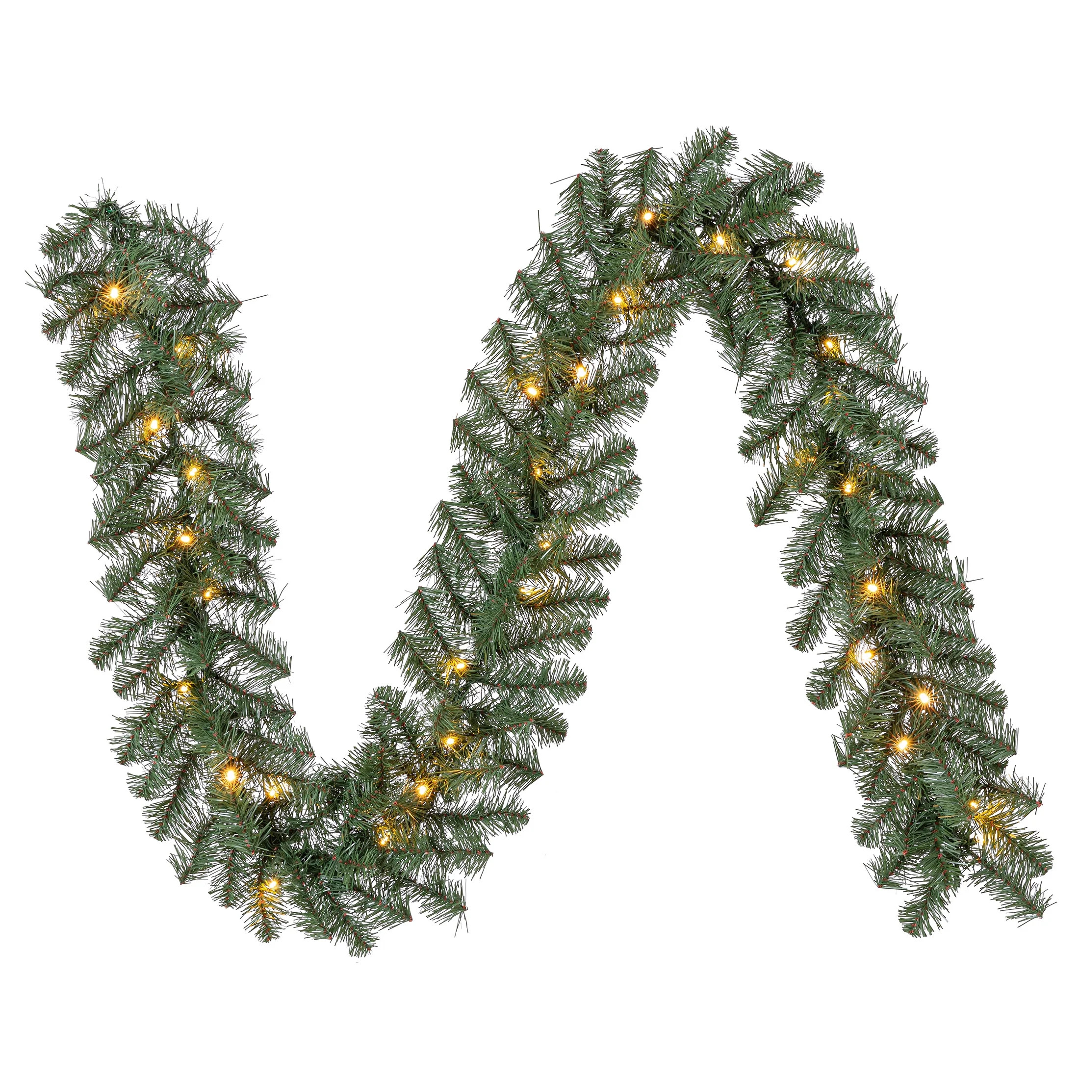 Napa Pre-Lit Warm White LED Artificial Christmas Garland, Green, 9', by Holiday Time | Walmart (US)